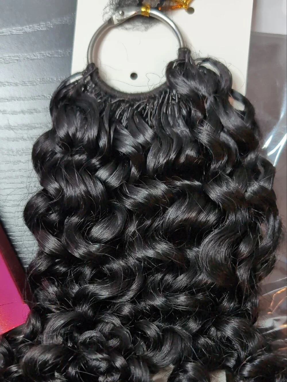 14-in 60 G Burmese Curly Feather Crochet Human Hair Natural Black Preseparated